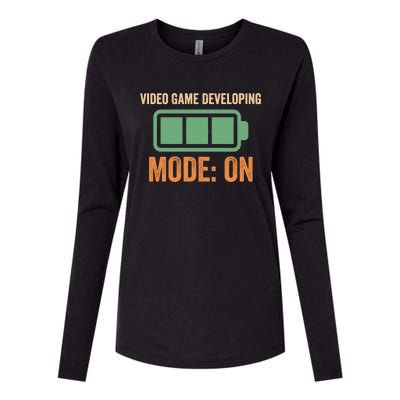 Video Game Developing Mode On Battery Design Gift Womens Cotton Relaxed Long Sleeve T-Shirt