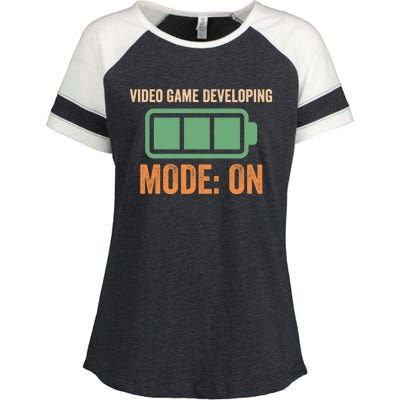 Video Game Developing Mode On Battery Design Gift Enza Ladies Jersey Colorblock Tee