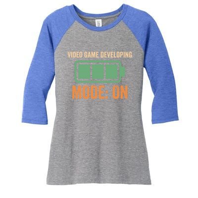 Video Game Developing Mode On Battery Design Gift Women's Tri-Blend 3/4-Sleeve Raglan Shirt