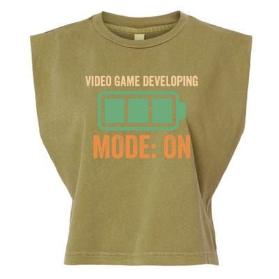 Video Game Developing Mode On Battery Design Gift Garment-Dyed Women's Muscle Tee