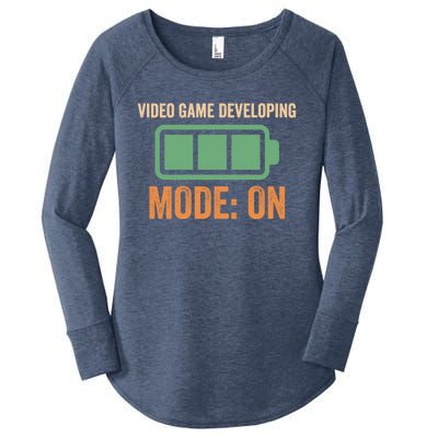 Video Game Developing Mode On Battery Design Gift Women's Perfect Tri Tunic Long Sleeve Shirt