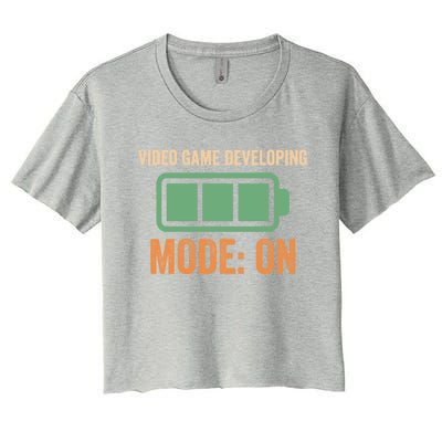 Video Game Developing Mode On Battery Design Gift Women's Crop Top Tee