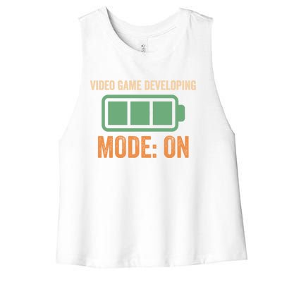 Video Game Developing Mode On Battery Design Gift Women's Racerback Cropped Tank