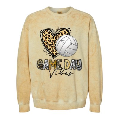 Volleyball Game Day Vibes Volleyball Mom Leopard Colorblast Crewneck Sweatshirt