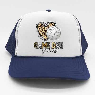 Volleyball Game Day Vibes Volleyball Mom Leopard Trucker Hat