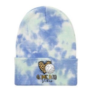 Volleyball Game Day Vibes Volleyball Mom Leopard Tie Dye 12in Knit Beanie