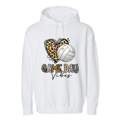 Volleyball Game Day Vibes Volleyball Mom Leopard Garment-Dyed Fleece Hoodie