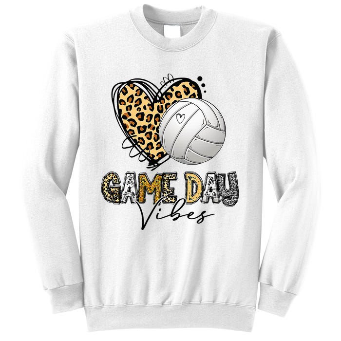 Volleyball Game Day Vibes Volleyball Mom Leopard Sweatshirt