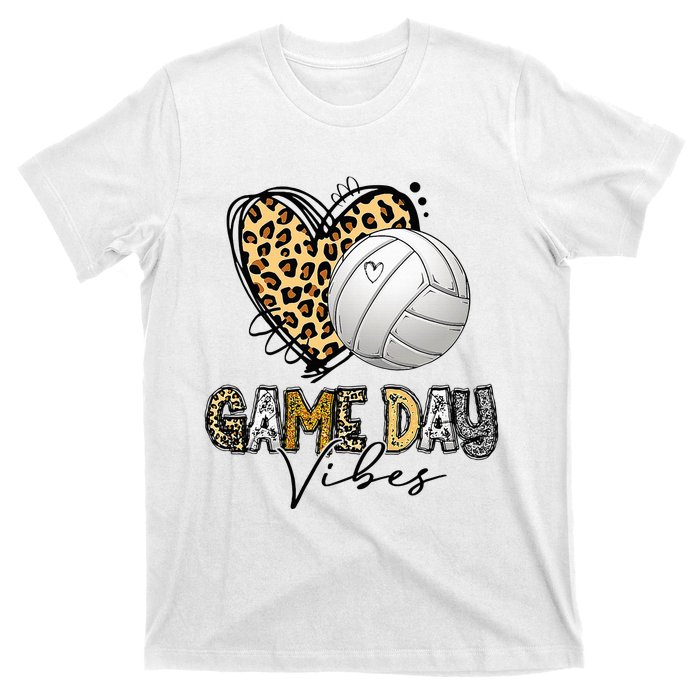 Volleyball Game Day Vibes Volleyball Mom Leopard T-Shirt