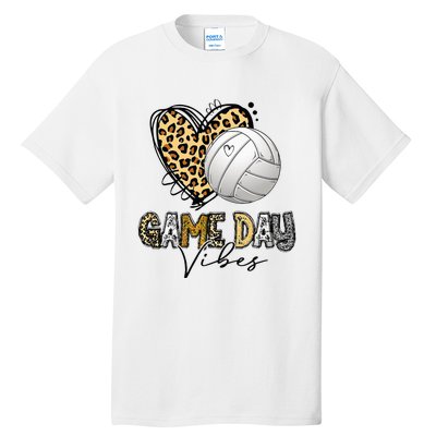 Volleyball Game Day Vibes Volleyball Mom Leopard Tall T-Shirt