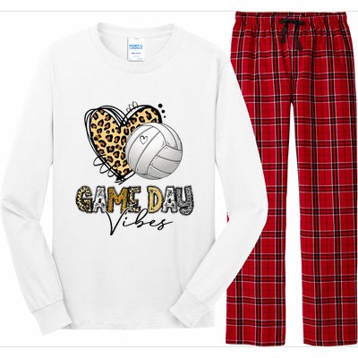 Volleyball Game Day Vibes Volleyball Mom Leopard Long Sleeve Pajama Set