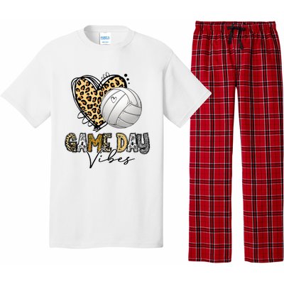 Volleyball Game Day Vibes Volleyball Mom Leopard Pajama Set