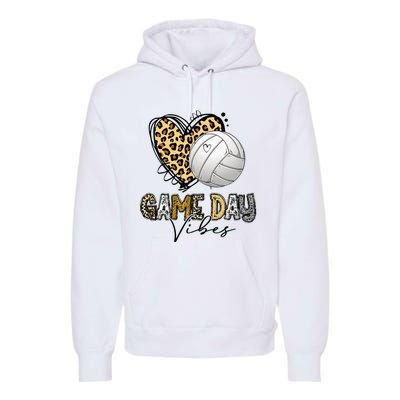 Volleyball Game Day Vibes Volleyball Mom Leopard Premium Hoodie