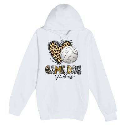 Volleyball Game Day Vibes Volleyball Mom Leopard Premium Pullover Hoodie