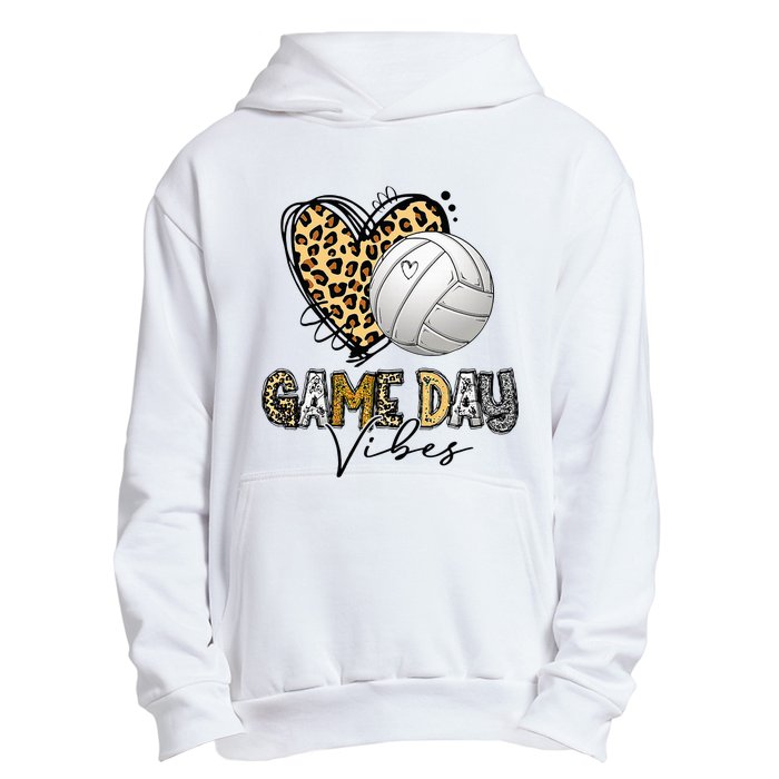 Volleyball Game Day Vibes Volleyball Mom Leopard Urban Pullover Hoodie