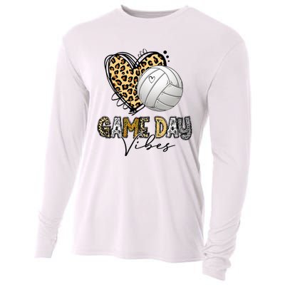 Volleyball Game Day Vibes Volleyball Mom Leopard Cooling Performance Long Sleeve Crew