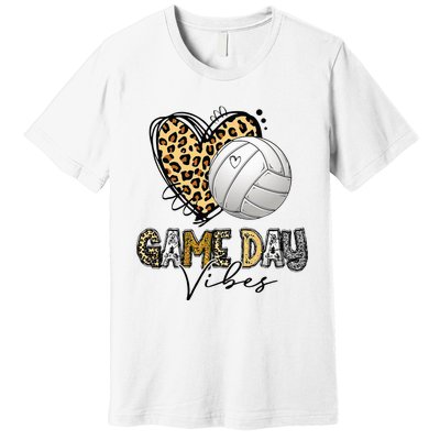 Volleyball Game Day Vibes Volleyball Mom Leopard Premium T-Shirt