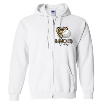 Volleyball Game Day Vibes Volleyball Mom Leopard Full Zip Hoodie