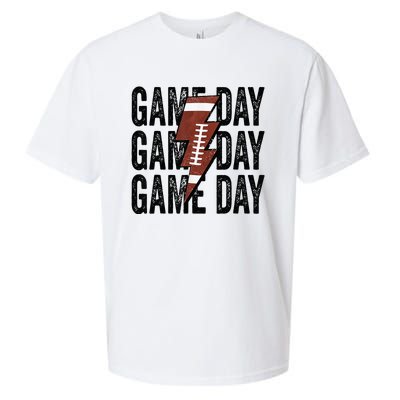 Vintage Game Day Football Lightning Bolt Funny Team Sport Sueded Cloud Jersey T-Shirt