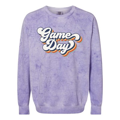 Vintage Game Day Vibes Retro Football Volleyball Soccer Gift Colorblast Crewneck Sweatshirt