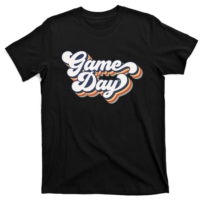 Vintage Game Day Vibes Retro Football Volleyball Soccer Gift T-Shirt