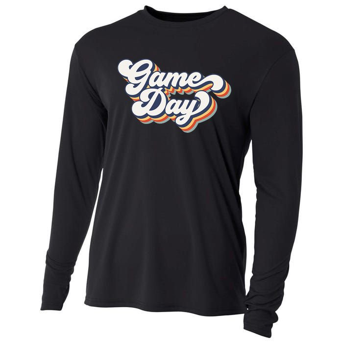 Vintage Game Day Vibes Retro Football Volleyball Soccer Gift Cooling Performance Long Sleeve Crew