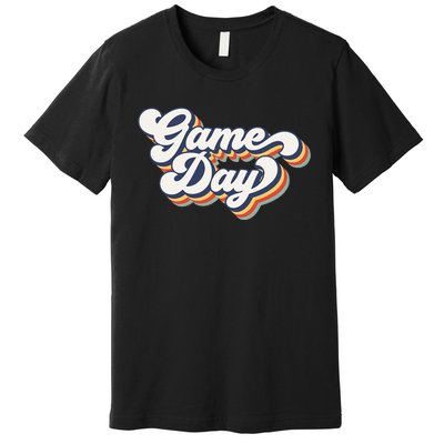 Vintage Game Day Vibes Retro Football Volleyball Soccer Gift Premium T-Shirt