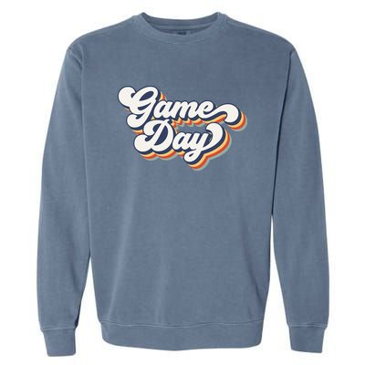 Vintage Game Day Vibes Retro Football Volleyball Soccer Gift Garment-Dyed Sweatshirt