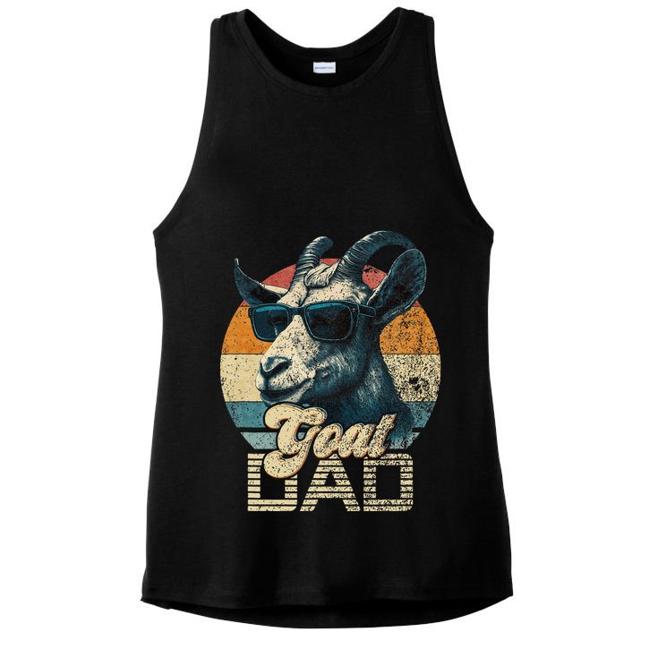 Vintage Goat Dad Best Goat Daddy Ladies PosiCharge Tri-Blend Wicking Tank