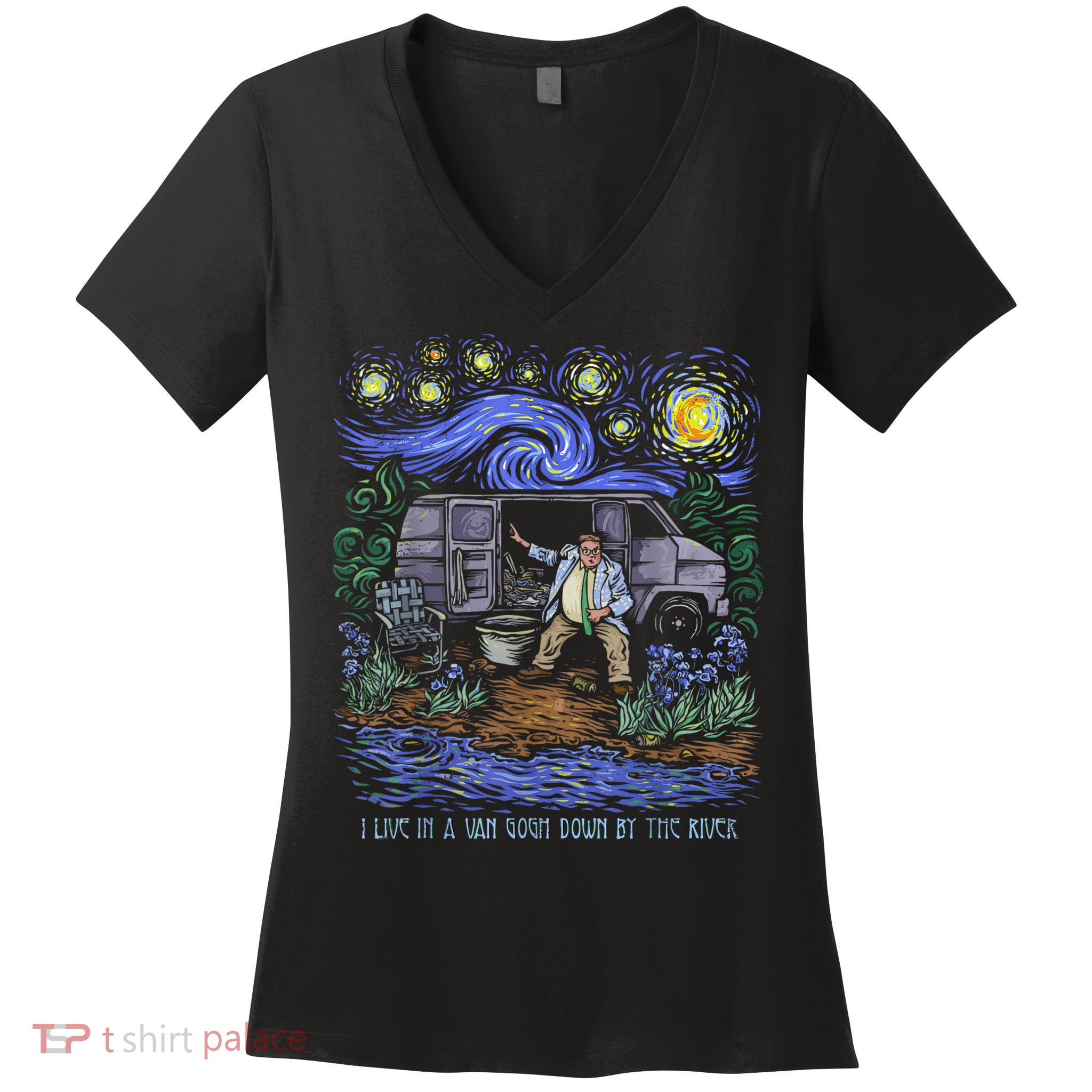 Van Gogh Down By The River Women's V-Neck T-Shirt
