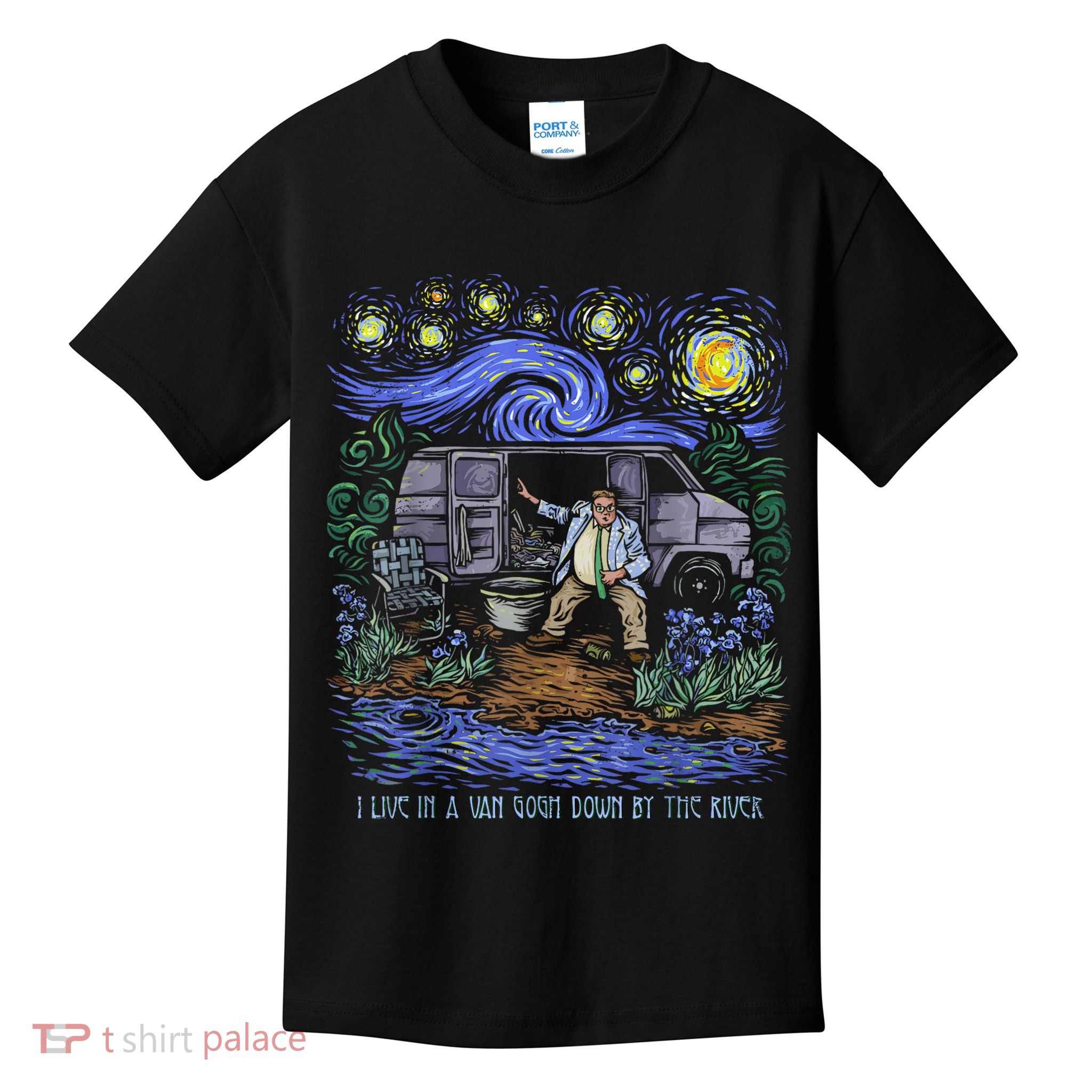 Van Gogh Down By The River Kids T-Shirt