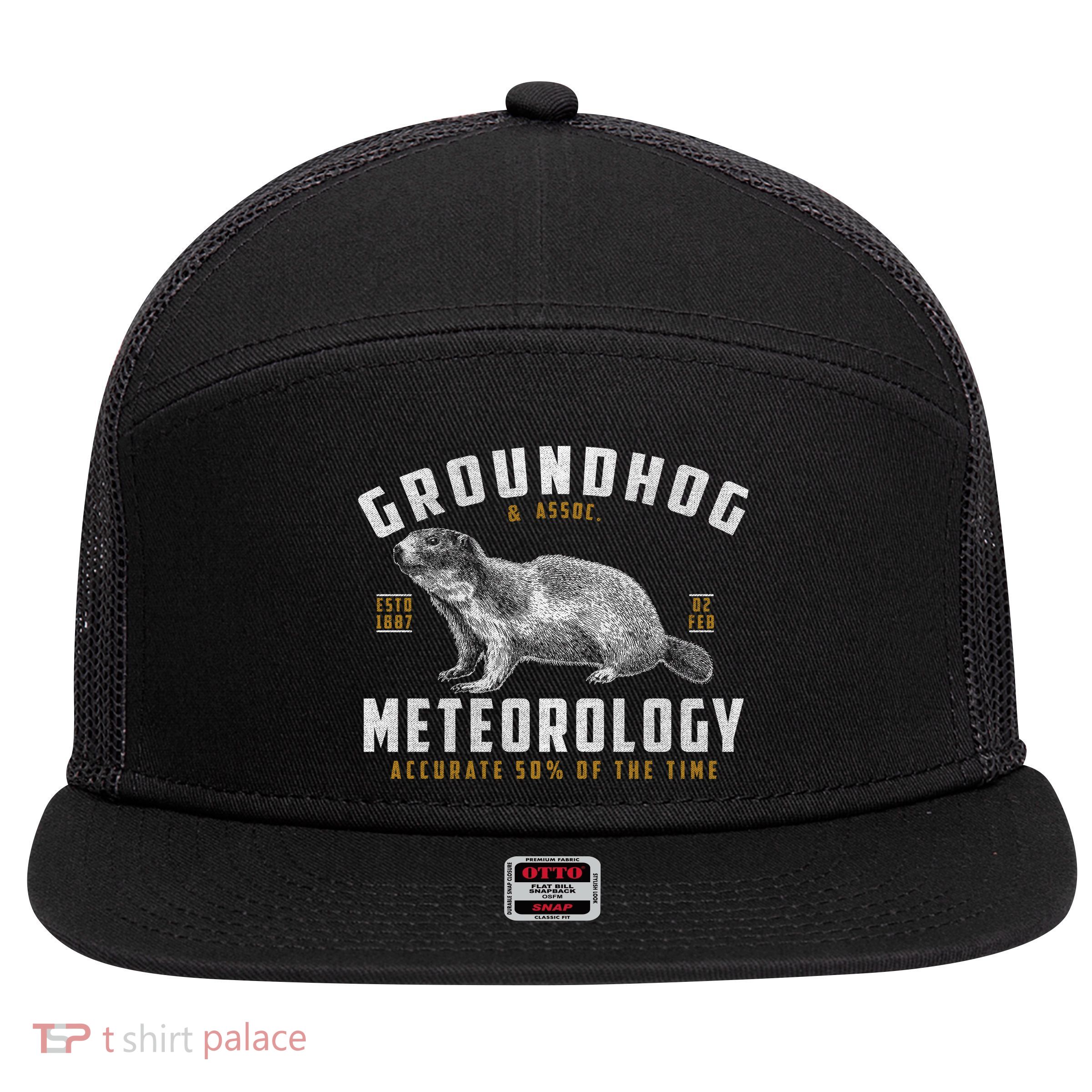 Vintage Groundhog's Day Meterology ESTD 1887 7 Panel Mesh Trucker Snapback Hat