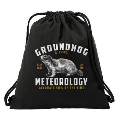 Vintage Groundhog's Day Meterology ESTD 1887 Drawstring Bag