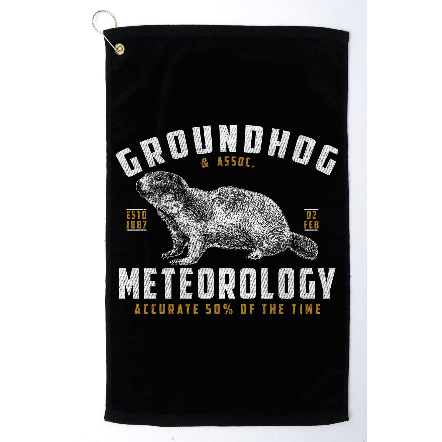 Vintage Groundhog's Day Meterology ESTD 1887 Golf Towel
