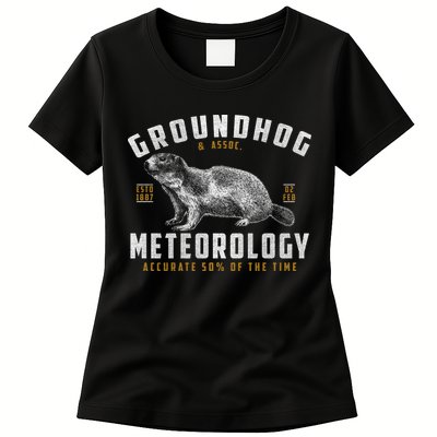 Vintage Groundhog's Day Meterology ESTD 1887 Womens T-Shirt