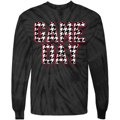 Vintage Game Day Houndstooth Alabama American Football Fans Tie-Dye Long Sleeve Shirt