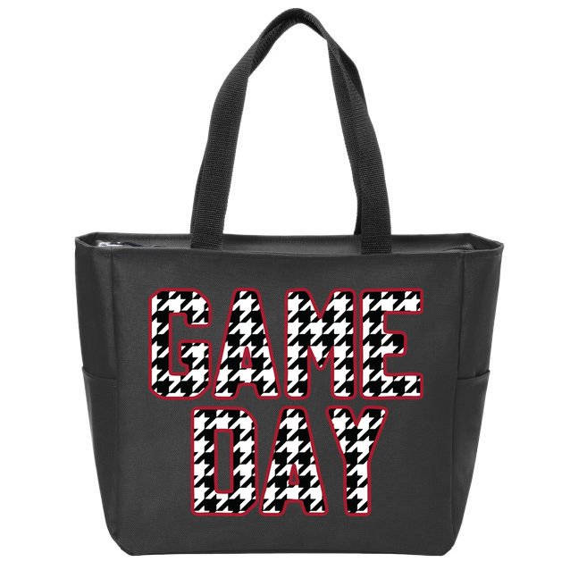 Vintage Game Day Houndstooth Alabama American Football Fans Zip Tote Bag