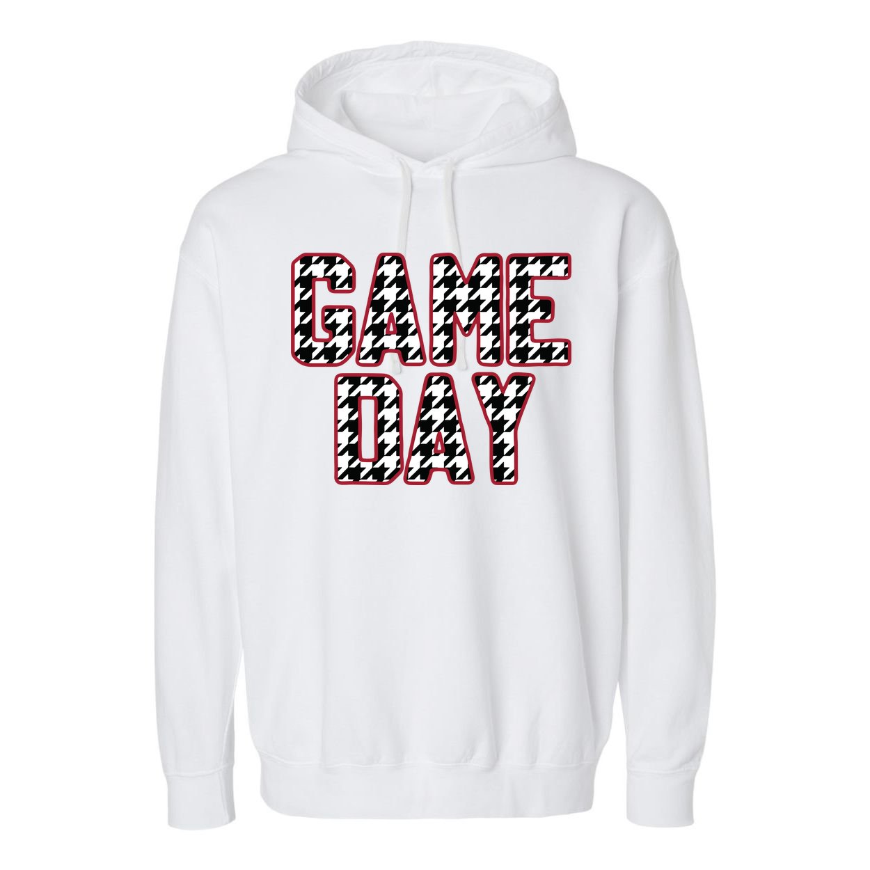 Vintage Game Day Houndstooth Alabama American Football Fans Garment-Dyed Fleece Hoodie
