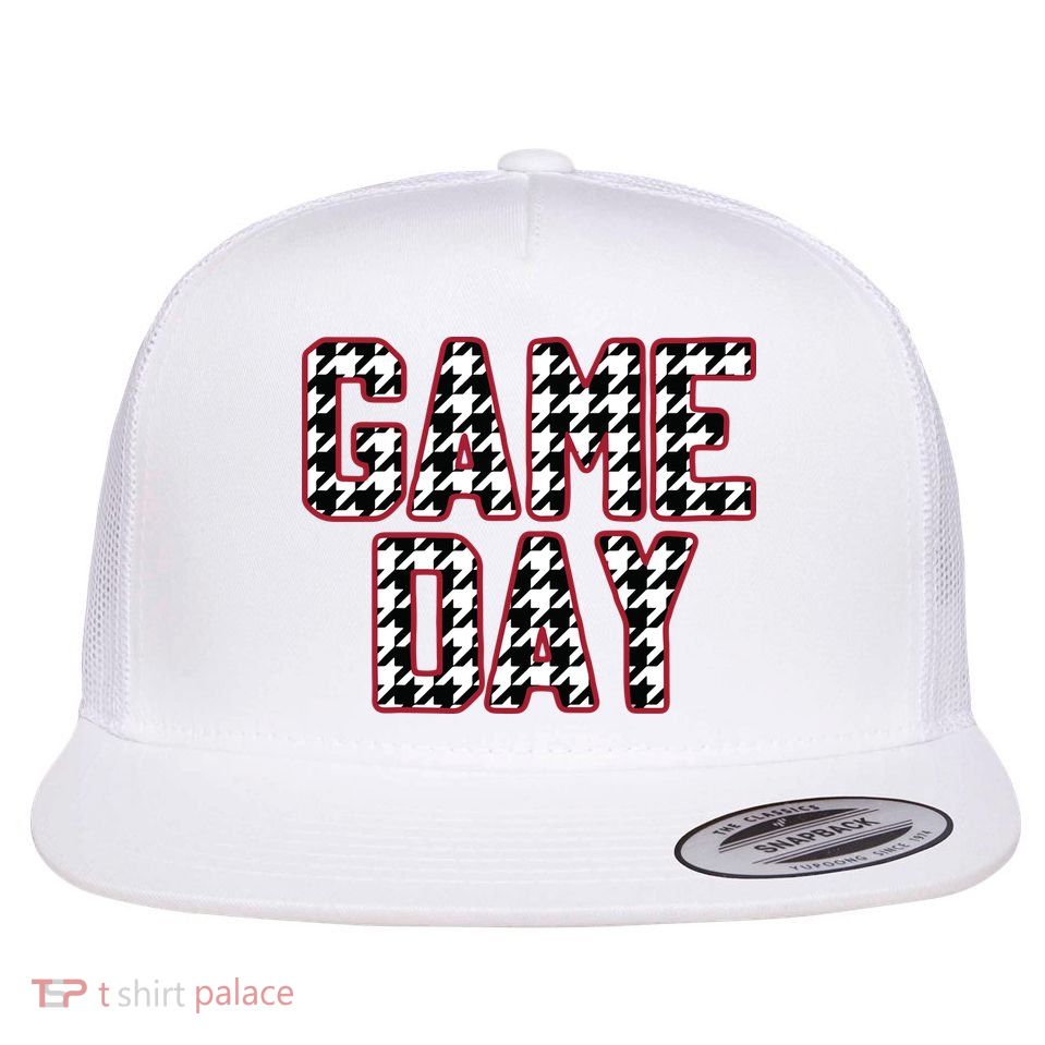 Vintage Game Day Houndstooth Alabama American Football Fans Flatbill Hat