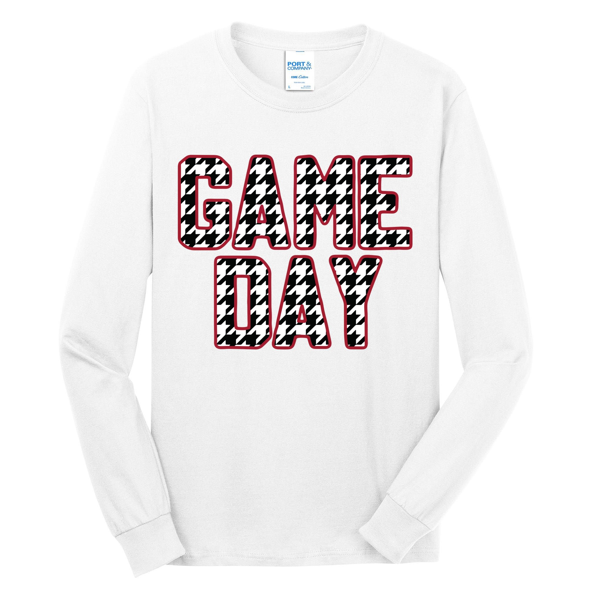 Vintage Game Day Houndstooth Alabama American Football Fans Tall Long Sleeve T-Shirt