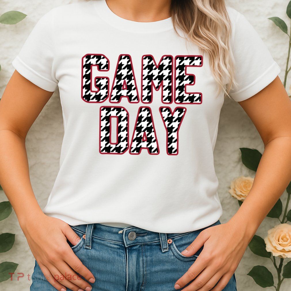 Vintage Game Day Houndstooth Alabama American Football Fans Womens T-Shirt