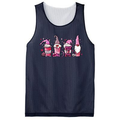 Valentine Gnomes Drink Coffee Latte Valentine Mesh Reversible Basketball Jersey Tank