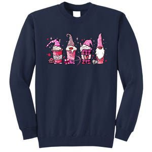 Valentine Gnomes Drink Coffee Latte Valentine Tall Sweatshirt