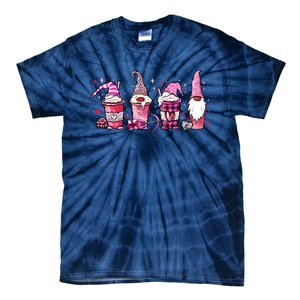 Valentine Gnomes Drink Coffee Latte Valentine Tie-Dye T-Shirt