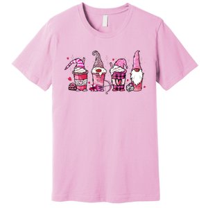 Valentine Gnomes Drink Coffee Latte Valentine Premium T-Shirt