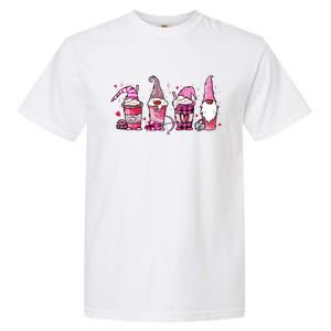 Valentine Gnomes Drink Coffee Latte Valentine Garment-Dyed Heavyweight T-Shirt