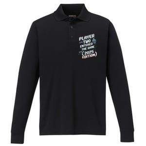 Video Gamer Dad Fathers Day 2025 Player Two Entered The Game Performance Long Sleeve Polo