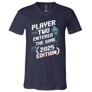 Video Gamer Dad Fathers Day 2025 Player Two Entered The Game V-Neck T-Shirt