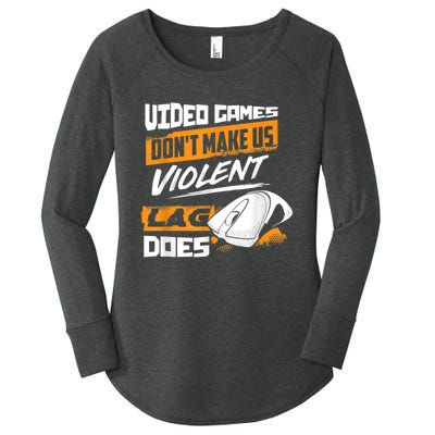 Video Games Dont Make Us Violent Lag Does Gaming Women's Perfect Tri Tunic Long Sleeve Shirt