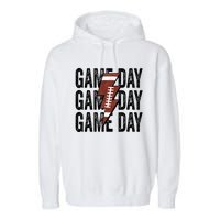 Vintage Game Day Football Lightning Bolt Funny Team Sport Garment-Dyed Fleece Hoodie